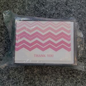 Hallmark 48 Thank You Cards Envelopes Embossed Pink Chevron Note zig zags ombre